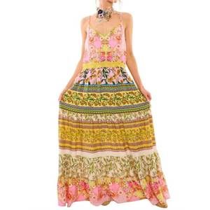 Aratta Pink and Yellow Floral Maxi Dress